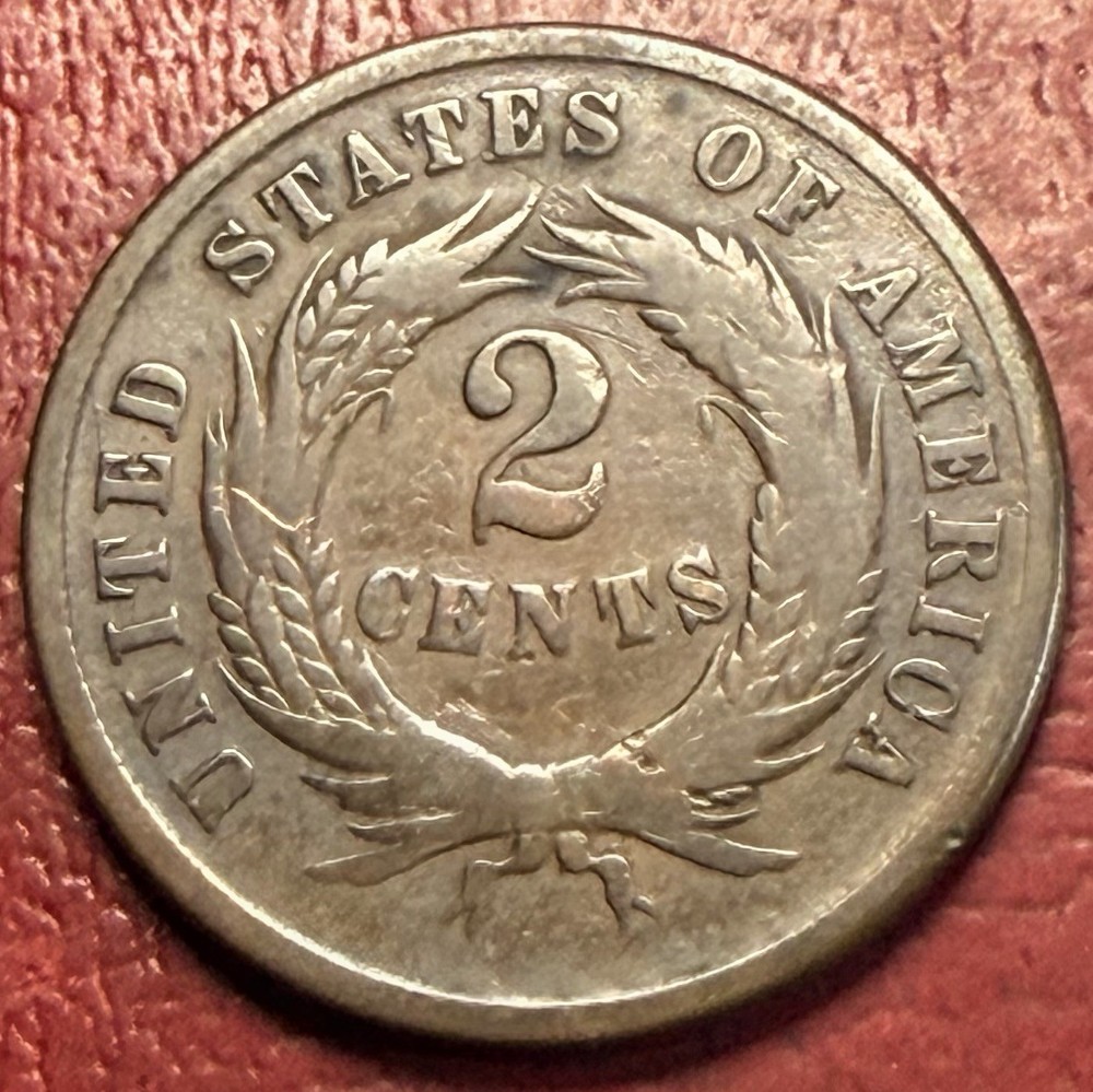 1865 Two Cent Piece. Better Grade. Free Shipping