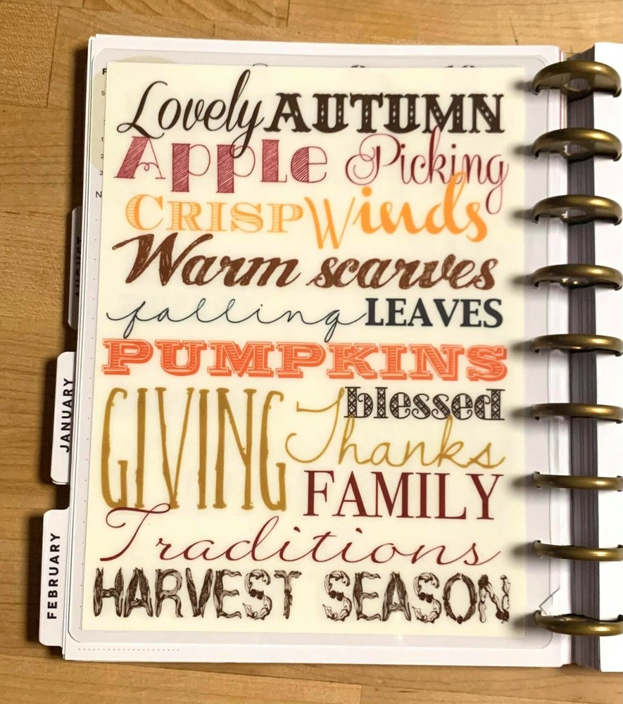 Fall Subway Art Two sided DASHBOARD for use with a Classic Happy Planner