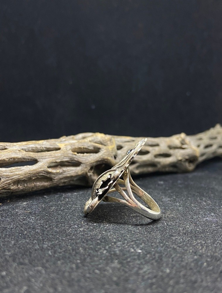 Native American Navajo plain sterling silver leaf ring size 8.75