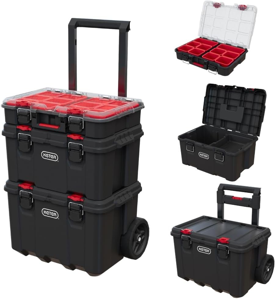 Stack-n-Roll Modular Tools Organizer Box 3 Piece Resin Rolling Tool Box System