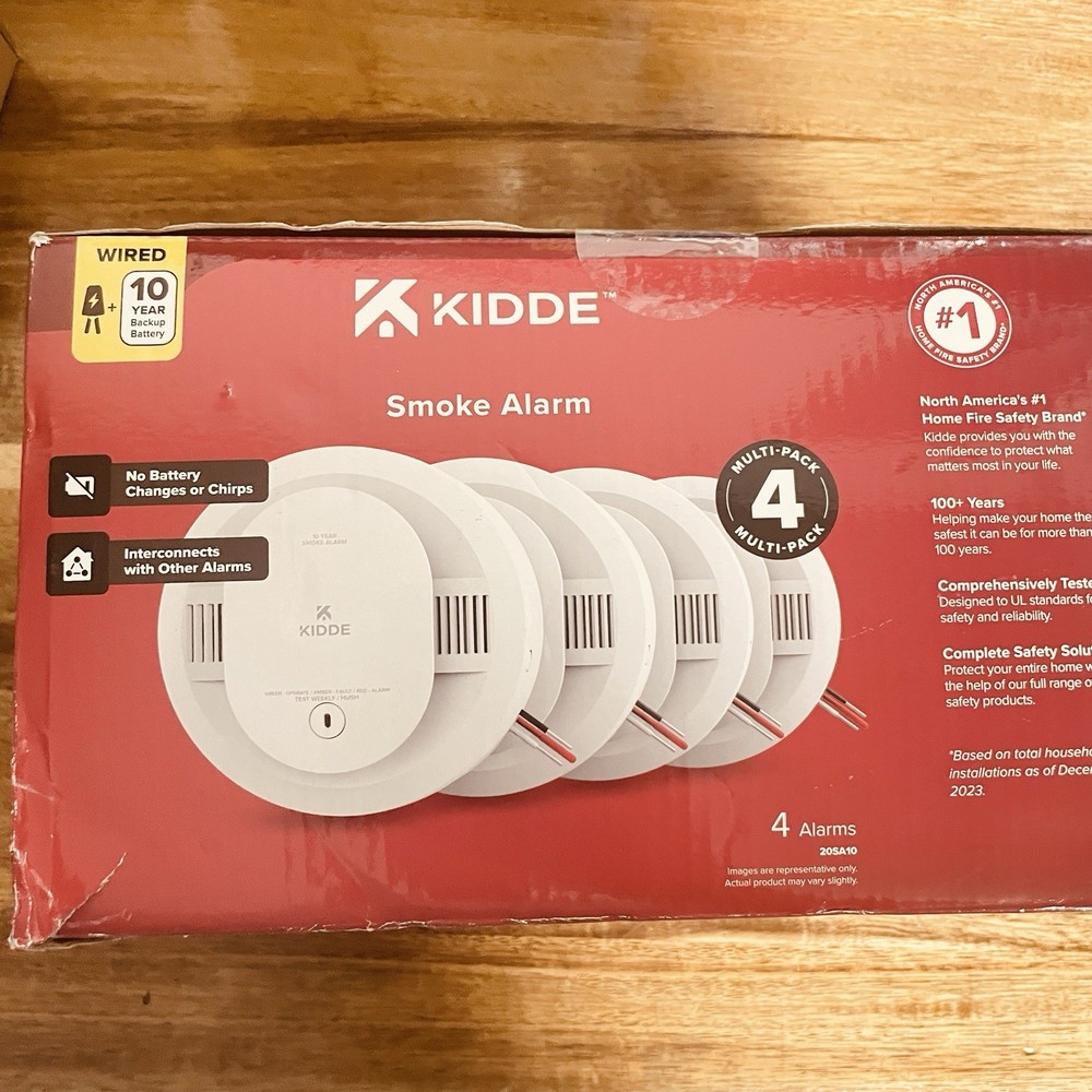 Kidde Hardwired Interconnected Smoke Detector w/Photoelectric Sensor 4 Pack