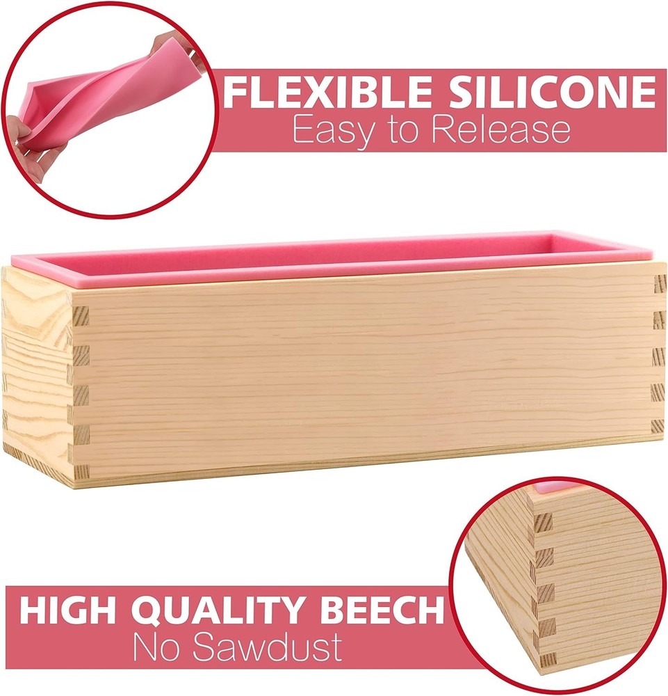 Rectangular Soap Mold Kit with Cutter- 42oz Flexible Silicone Loaf Soap Mold ...