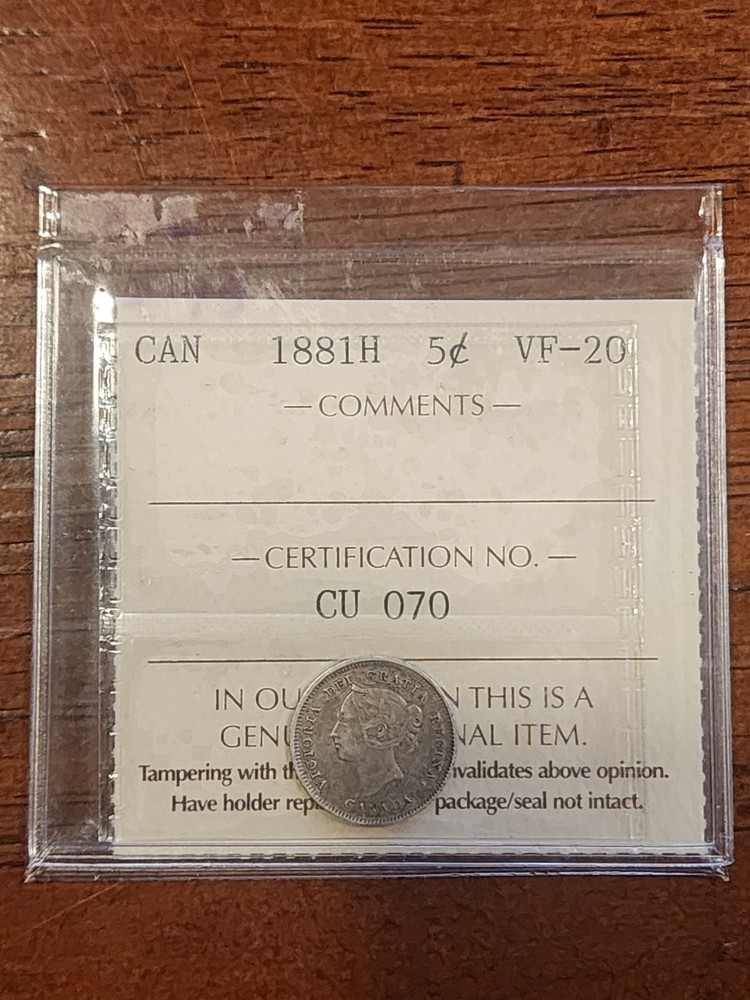 1881H Canada 5 Cents - ICCS VF 20