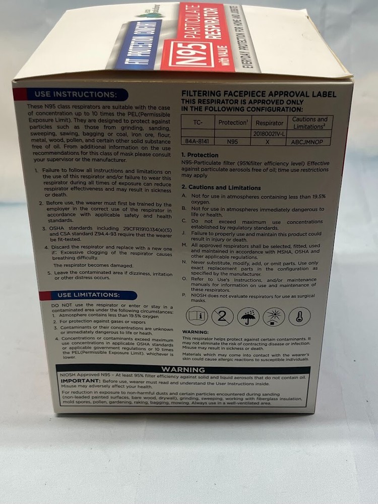 Eco Solutions N95 mask with valve - 10 Pack NEW