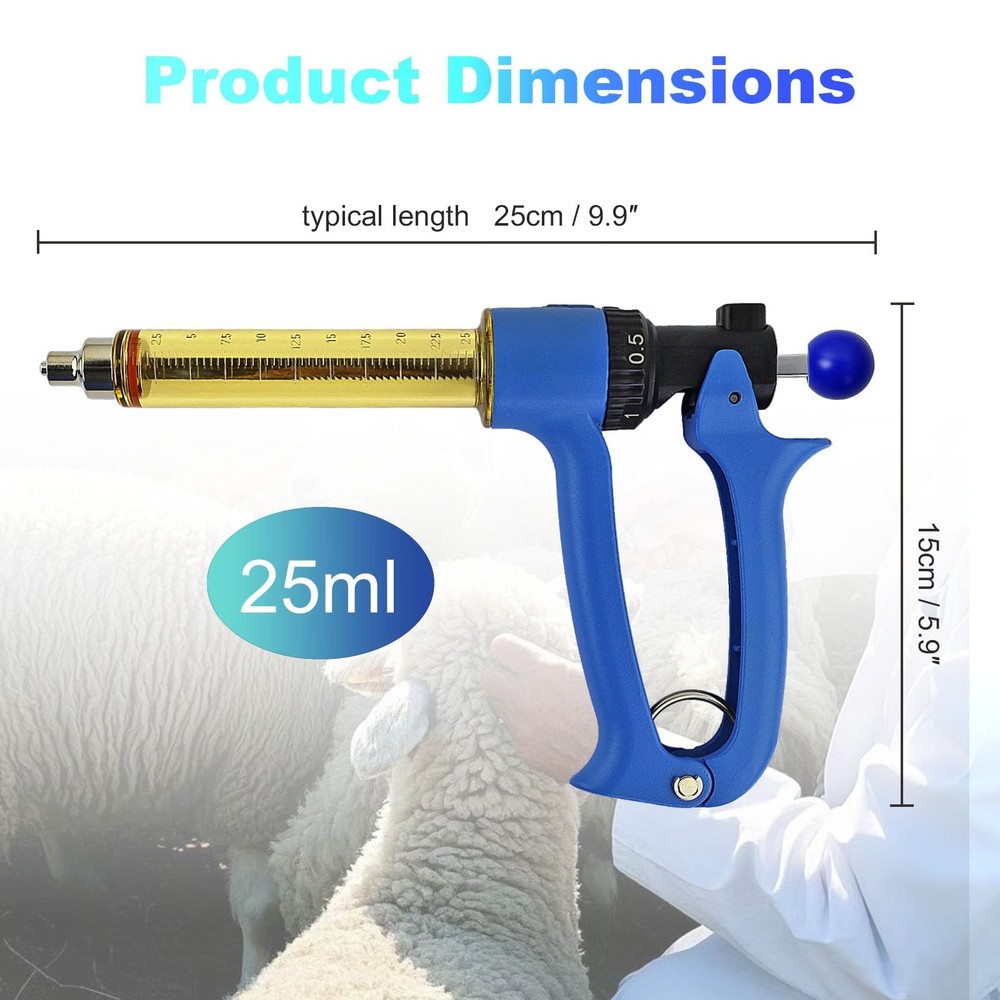 RANCH CHOICE 25ML Semi Automatic Livestock Syringe with 3 Colored Piston Knobs A