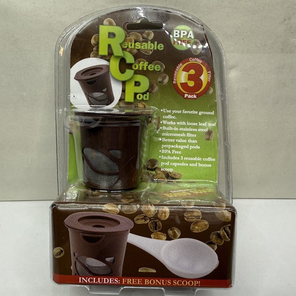 Reusable Coffee Pods Filter Refillable K-Cup Style Capsules 3-Pack with Scoop