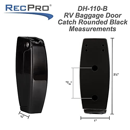 Black RV Rounded Baggage Door Catch Latch Compartment Hardware Clips | 2 Pack