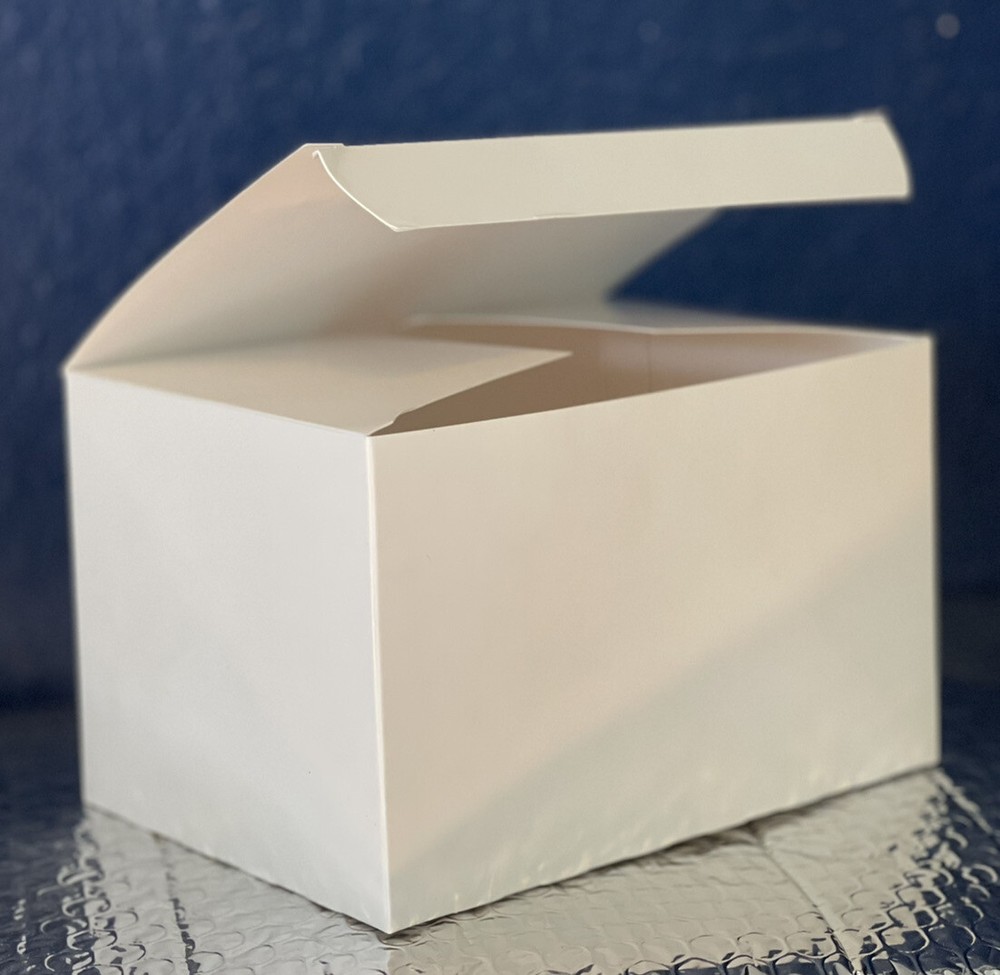 Paperboard White (15 PACK) - 7” / 5” / 4.375” -Pop up Hinged Lid Auto Bottom