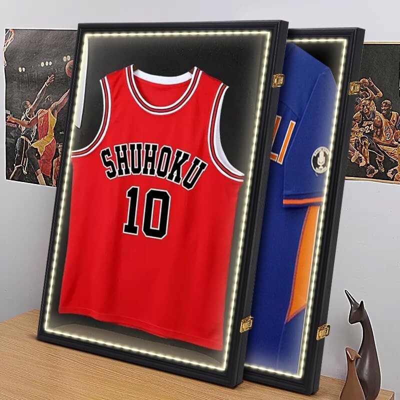 Jersey Frame, Jersey Shadow Box Display Case Jersey Frame Display Case w/LED 3PC