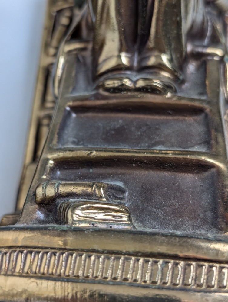 Vintage Solid Brass Figural Bookends Scholar Library Ladder Heavy 17lb Pair