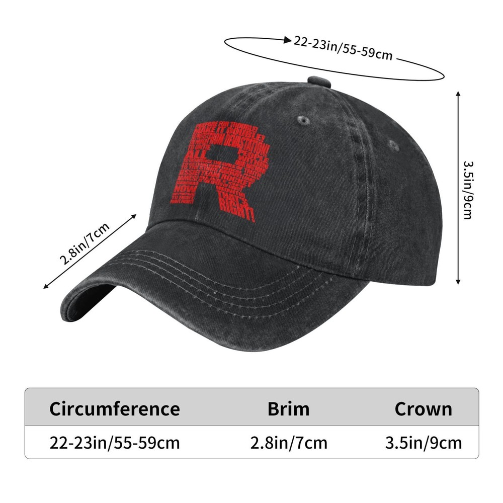 Team Rocket Motto Baseball cap neutral breathable sun hat adjustable printed hat