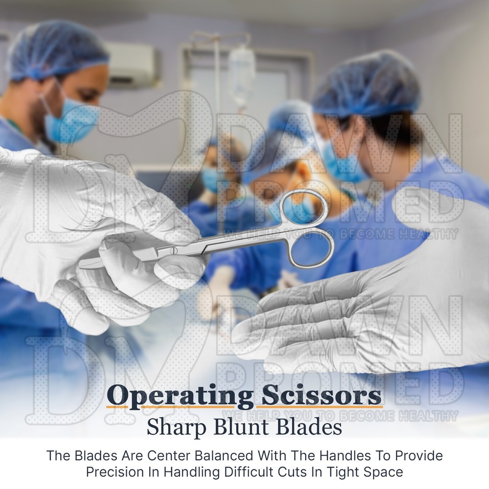 3 Pcs Operating Scissors 6.5" Curved Sharp Blunt Round Pattern Surgical Set