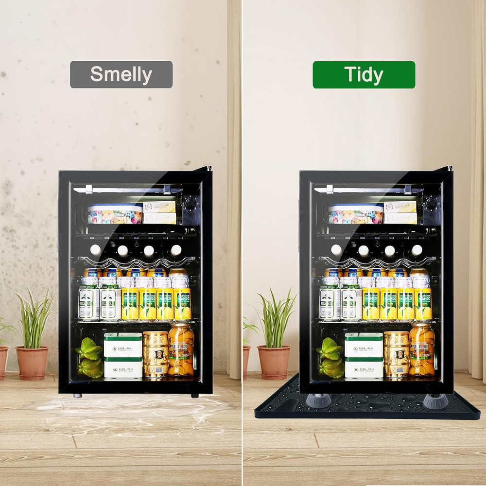 Mini Fridge Silicone Mat with Riser, 23.6"x23.6" Floor Protector
