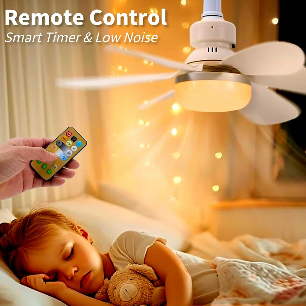 Socket Ceiling Fans with Lights and Remote- Socket Fan light with Dimmable Led
