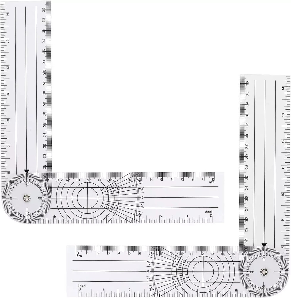 2Pcs Clear Plastic Goniometer Quick Angle Protractor Angle Finder Angle Ruler Ca