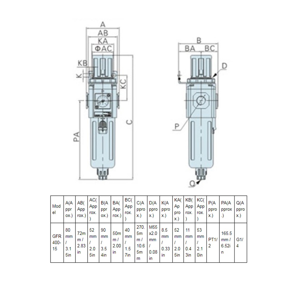 Compressed Air Filter Regulator Air Compressor Pressure Regulating Filter