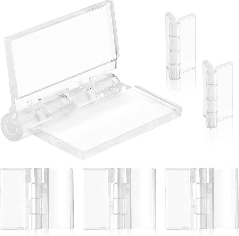 20 Pcs Plastic Hinges Clear, Tranparent Acrylic Hinges Mini Hardware for Box Han