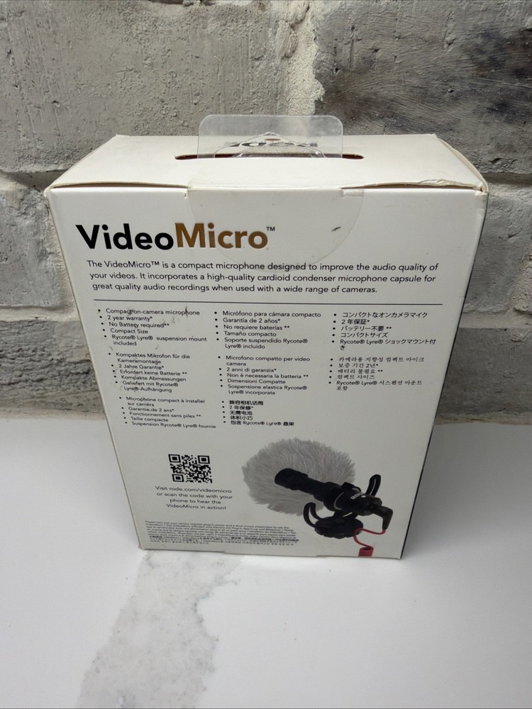 Rode VideoMicro Compact On Camera Microphone SEALED