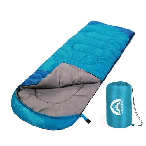 Sleeping Bag 3 Seasons (Summer, Spring, Fall) Warm & Cool Weather Single Blue