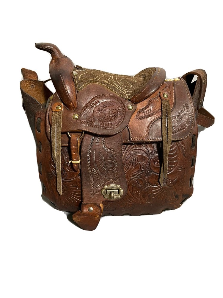 Vintage tooled leather Saddle Purse