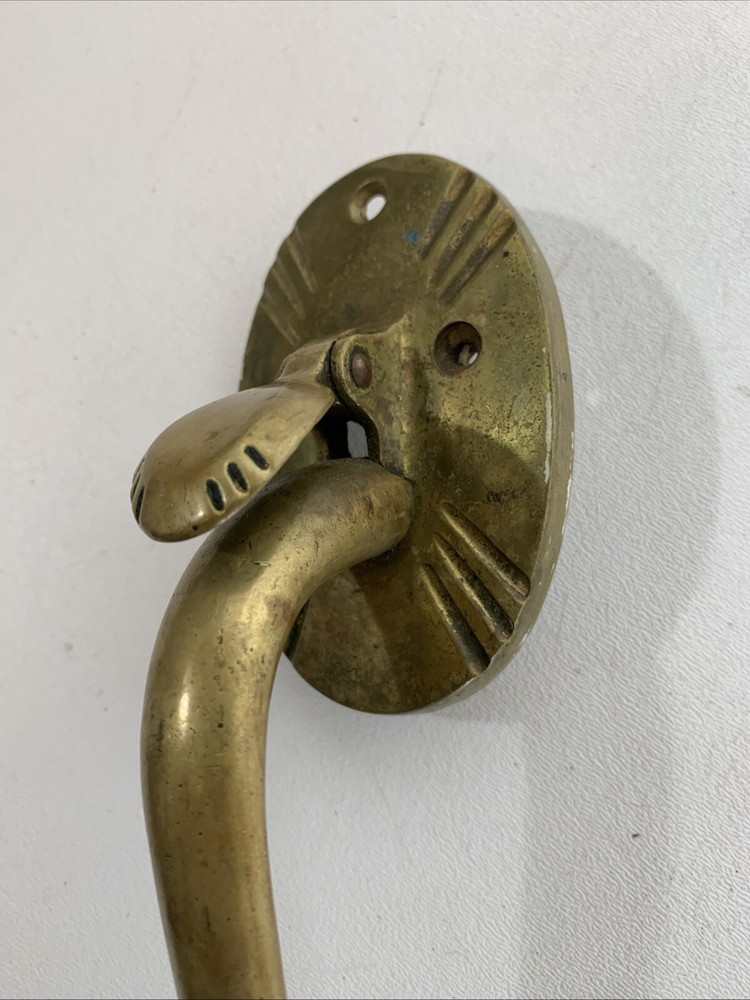 Vintage Large Art Deco Solid Brass Pull Thumb Latch Doorknob Handle 10.5” Long