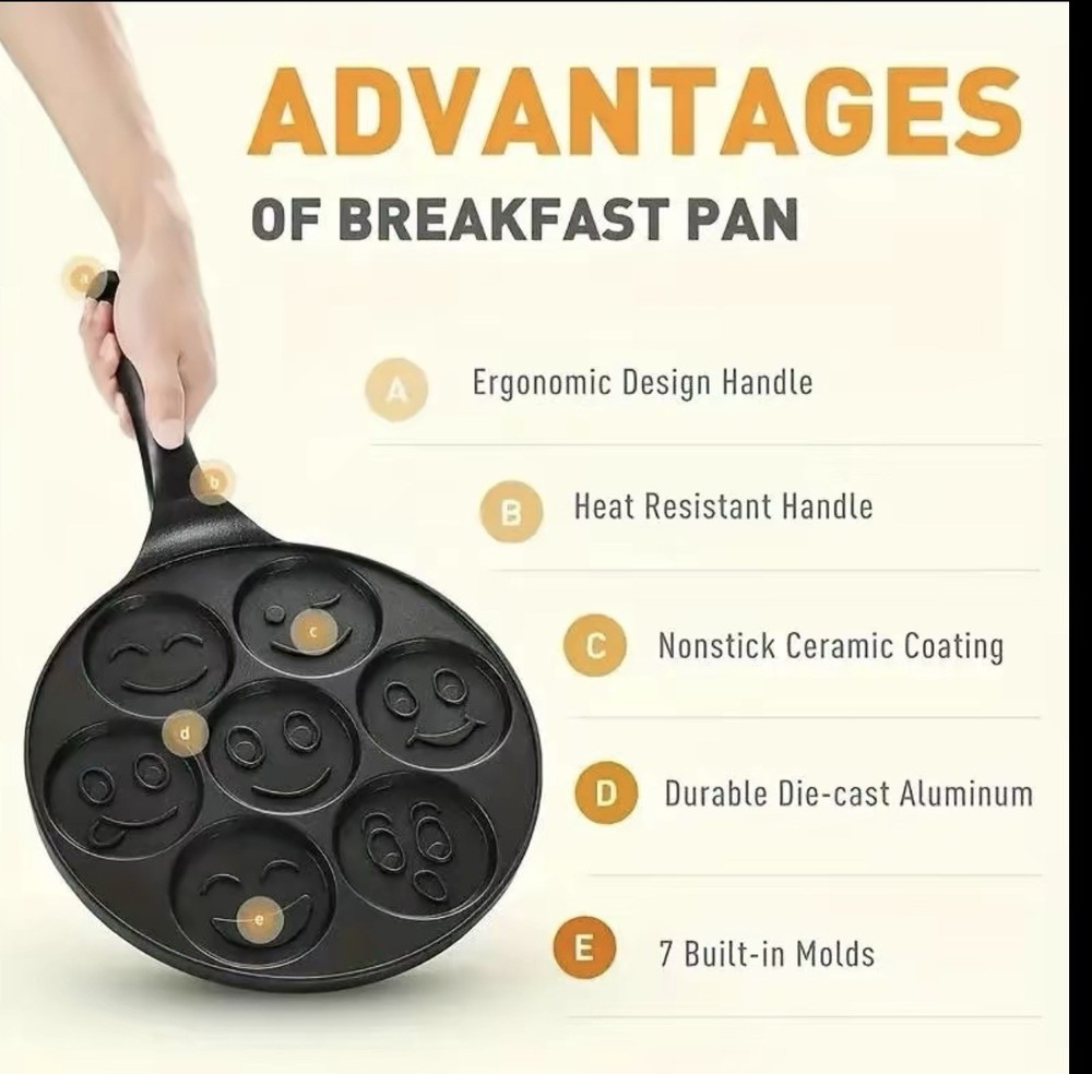 7 Hole Pancake Pan, nonstick Pancake Pan With Handle
