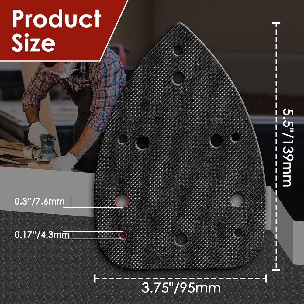 2 Pack Mouse Sander Replacement 5.5" x 3.75" (pre-overlap dimensions), Black