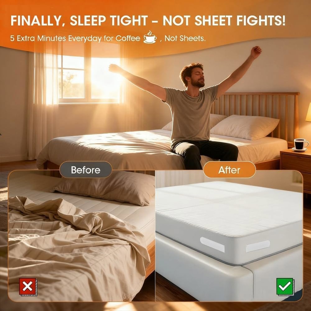 4Pcs Bed Sheet Holder with Lock Strips Keep Sheets Firm Tight Never to slippage