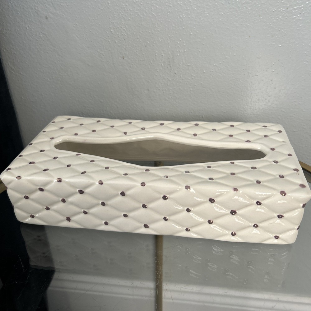 Quilited Ceramic Vanity Tissue Box Vintage