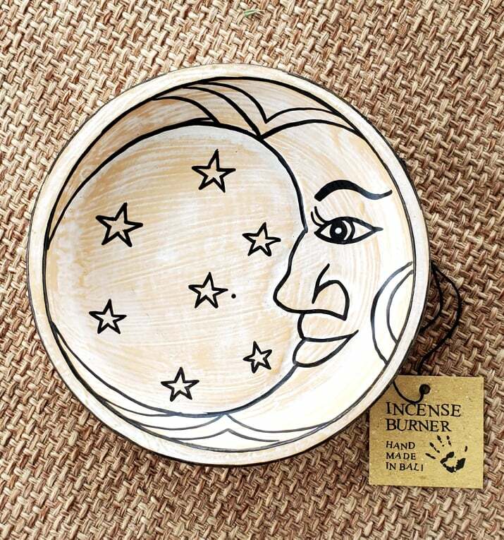 Whitewashed Celestial Moon Incense Holder