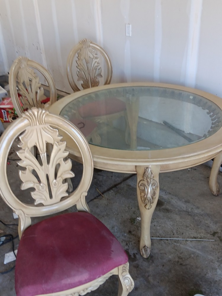solid oak Ashley dining table with 3 chairs