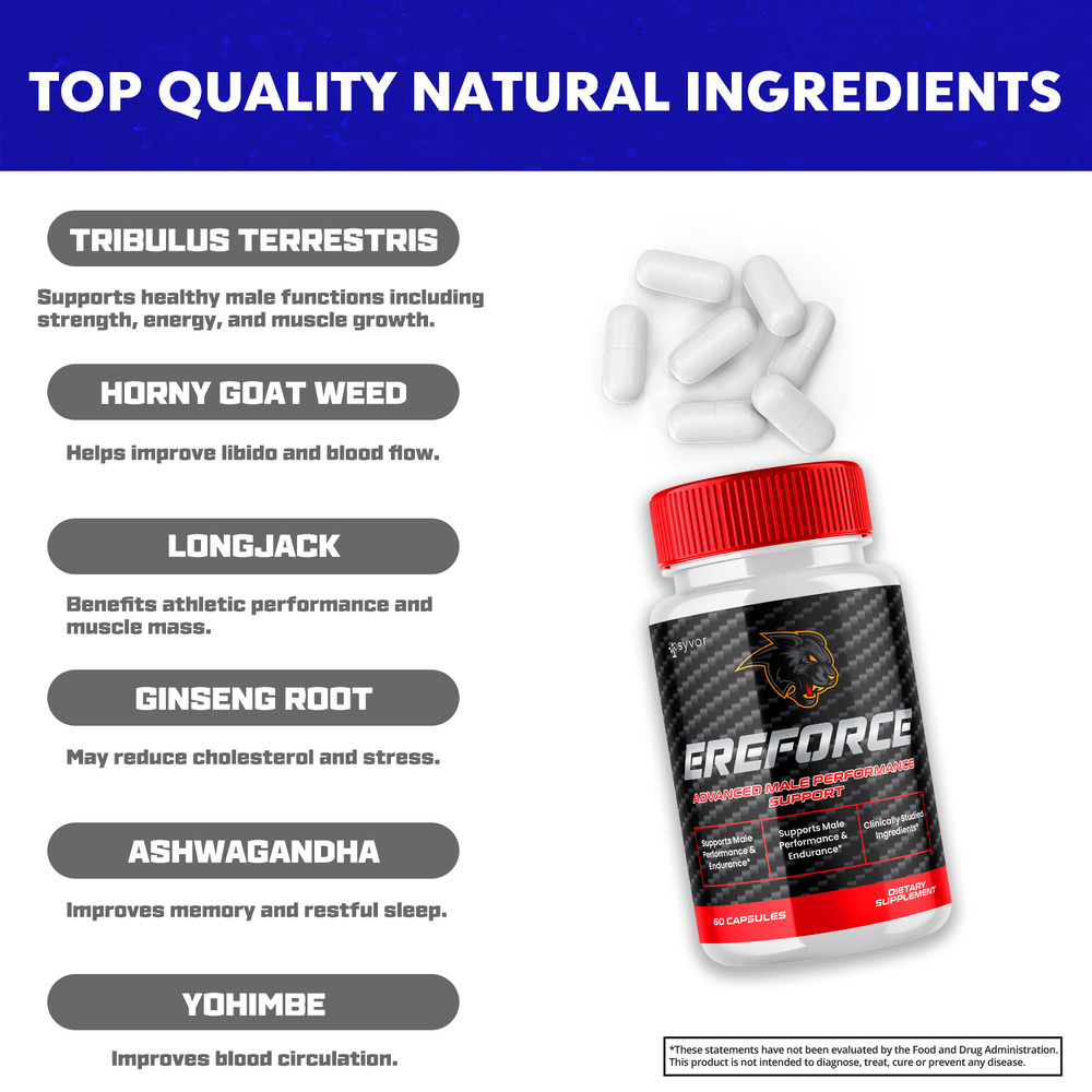 (1 Pack) Ereforce Pills for Men Advanced Formula Vitamin Supplement 60 Capsules