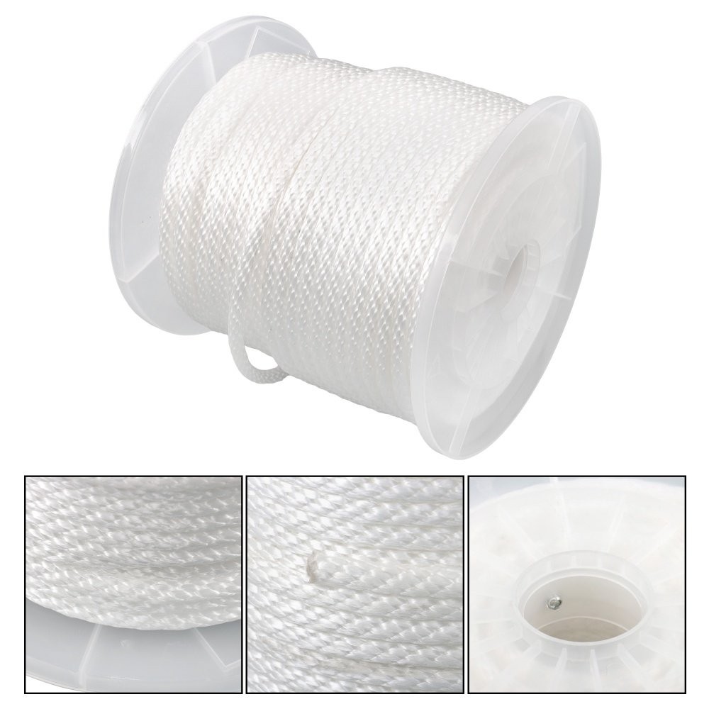 5/16"x250' White Nylon Solid Braid Knot Rope High UV For Flag Poles Clotheslines