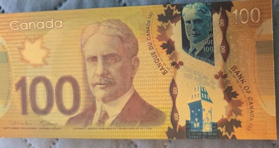 Canada 100 Dollars Gold Foiled Note