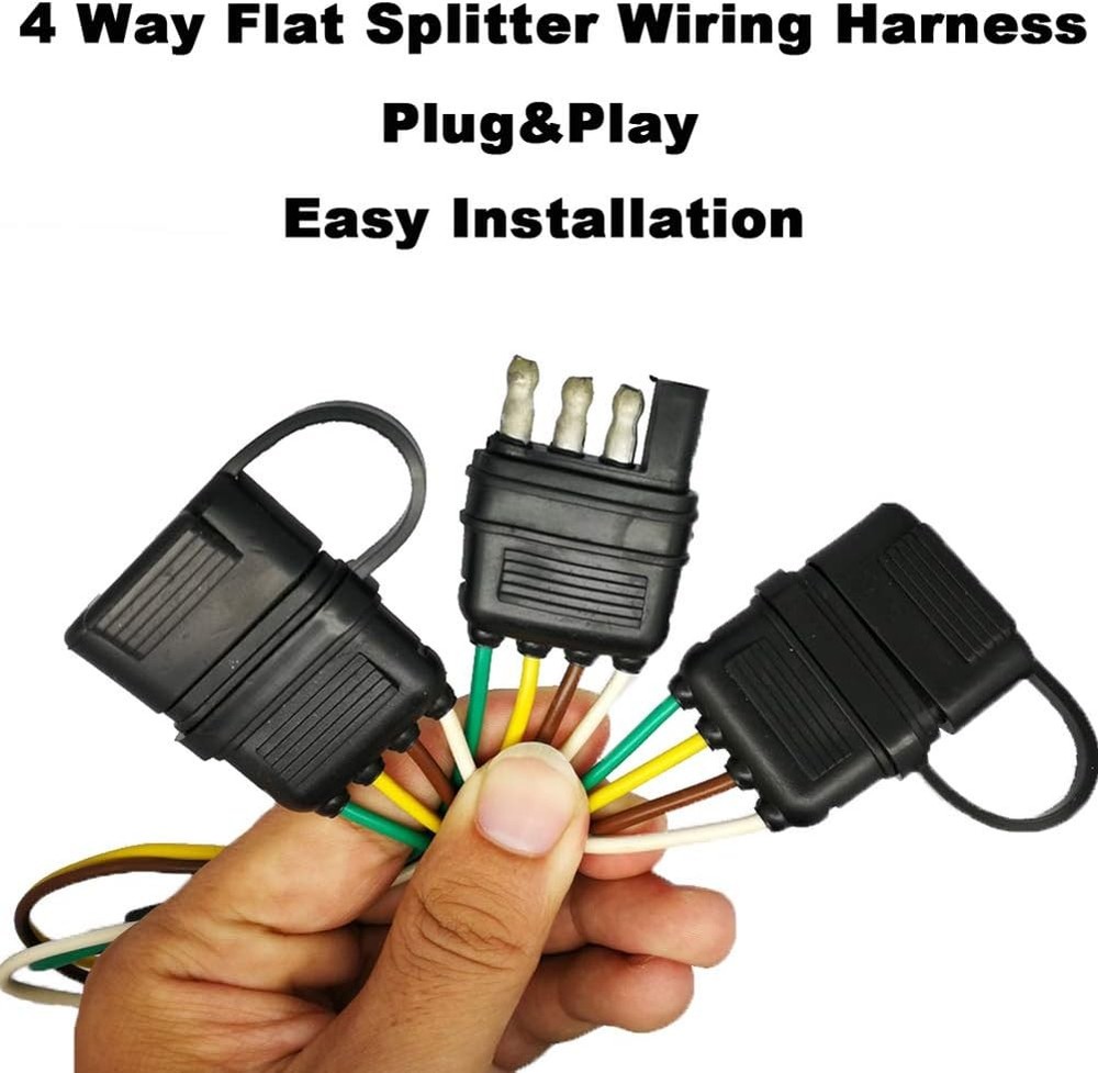 Universal 4-Way Flat Y-Splitter Plug for Tailgate Light Bars & Trailer