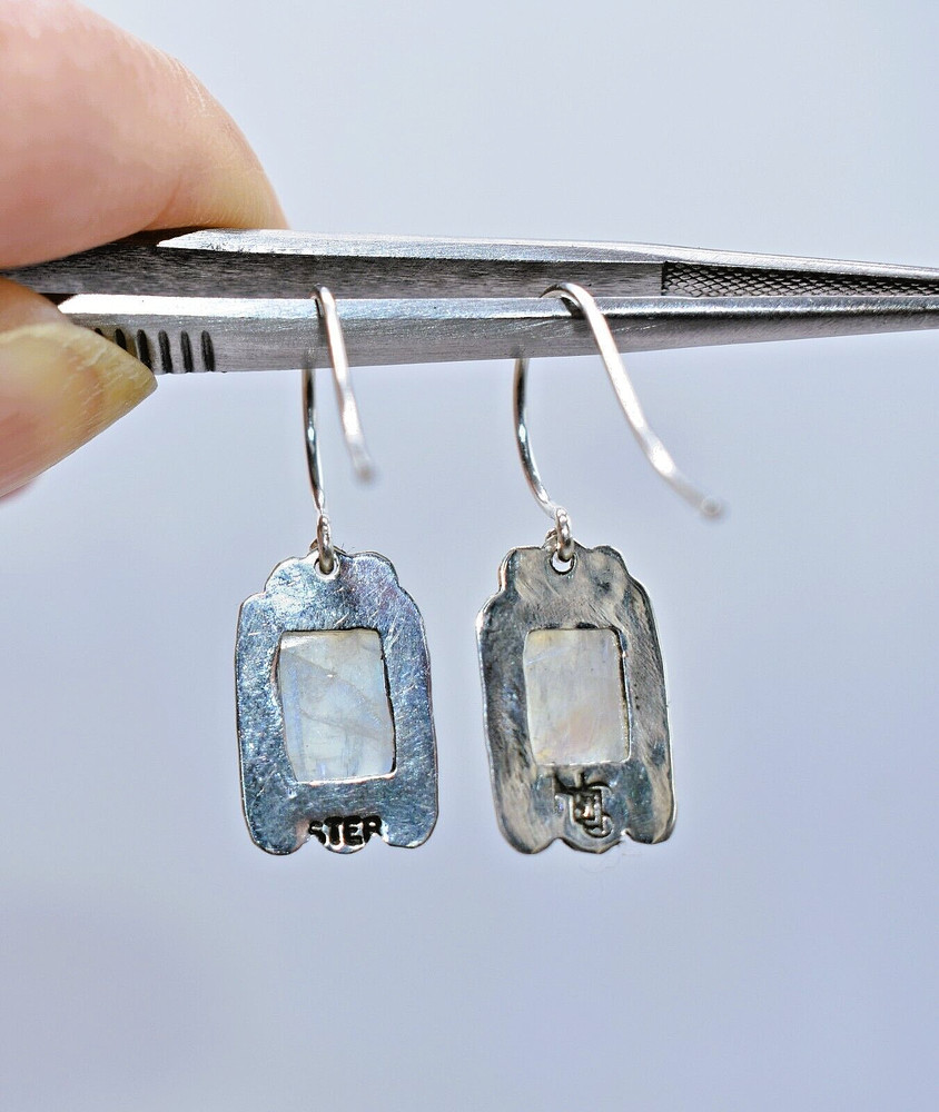 Rainbow Moonstone Sterling Silver Drop/Dangle Earrings by Ryan Schoolfield