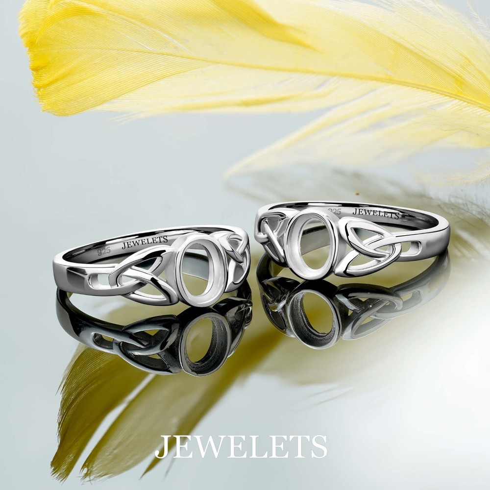 Silver Ring Blank, Oval 5x7mm – Celtic Bezel Setting Ring Mounting | Rhodium