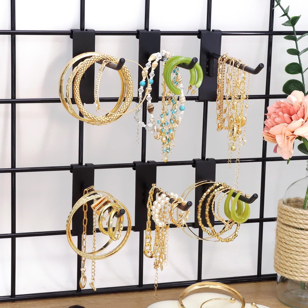 60 Pcs Gridwall Hooks, 4/6/8 Inch Grid Wall Hook Display for Gridwall Panel, ...