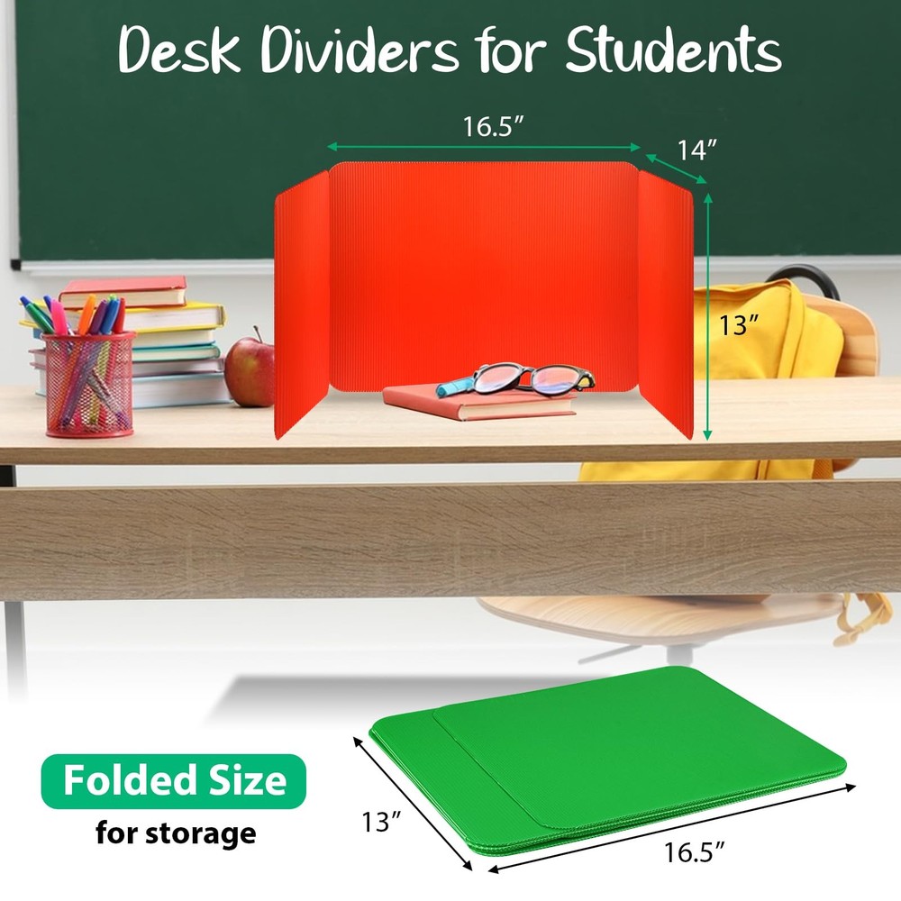 12 PCS Colorful Desk Dividers Students Waterproof Plastic Testing Folder