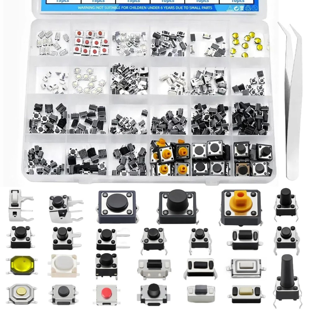 EGSCST 375PCS 26Values Micro Momentary Tactile Push Button Switch Assortment...