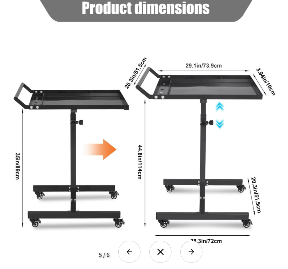 Garvee Heavy-Duty Tool Work Table with Wheels - Adjustable Rolling Workbench wit