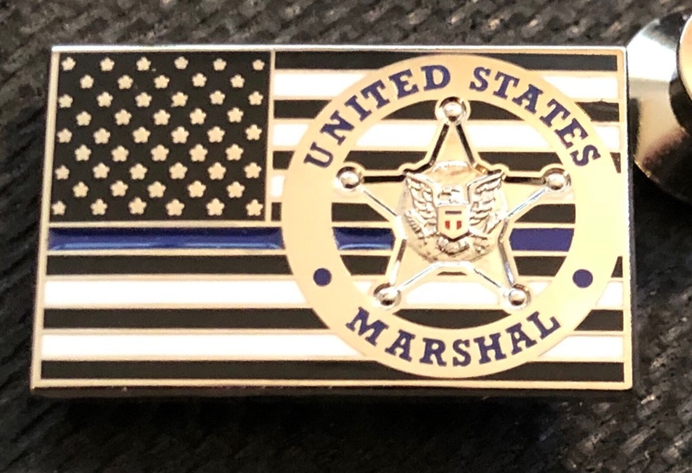 USMS - US Marshals Service “TBL” Thin Blue Line silver version Lapel Pin