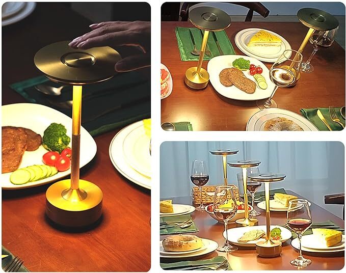 2 pack Dimmable LED Table Desk Lamp Night Light USB Chargeable Wireless Touch