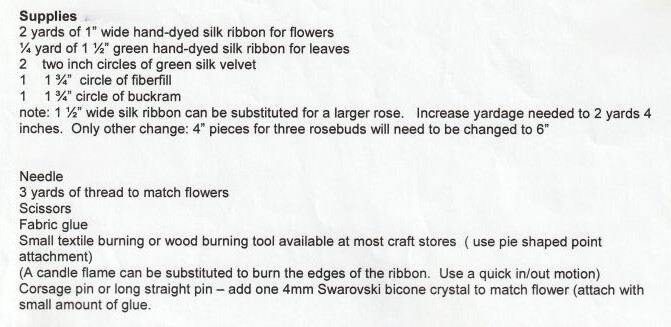 Burnished Silk Rose Pattern ~ Using Silk Ribbon