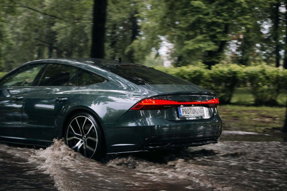 For Audi A7 4K Rear bumper Side Splitters flaps ABS Gloss