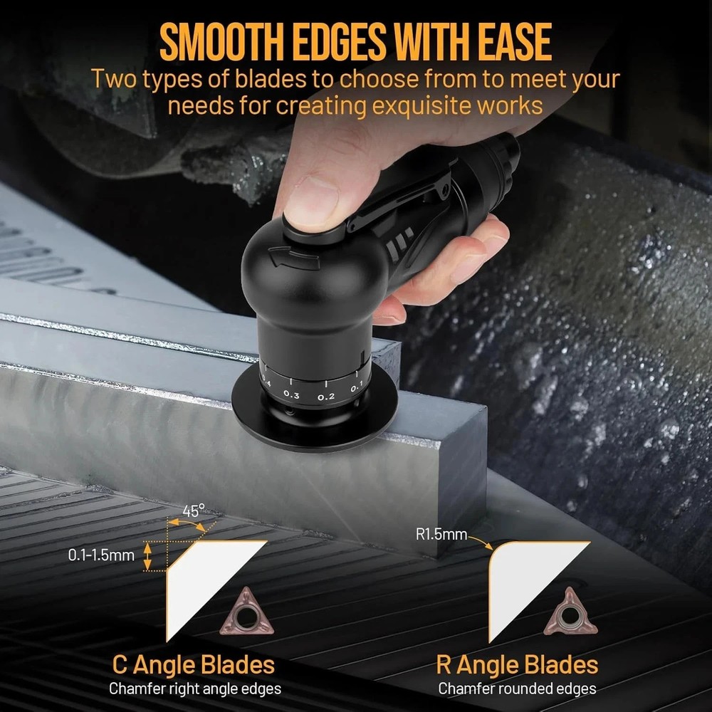 Pneumatic Chamfering Tool, Chamfer Tool with 6 C-Angle & 6 R-Angle Blades, Upgra