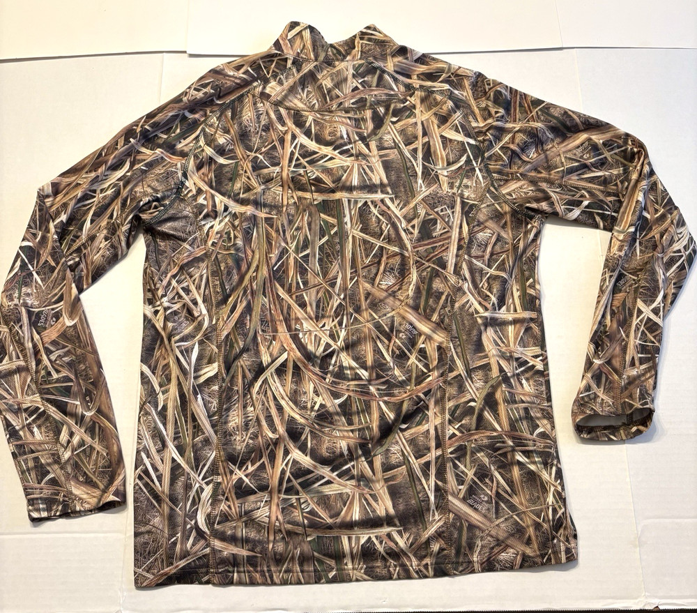 Mossy Oak Camouflage Shadow Grass Blades Pullover 1/4 Button Men's Large EUC