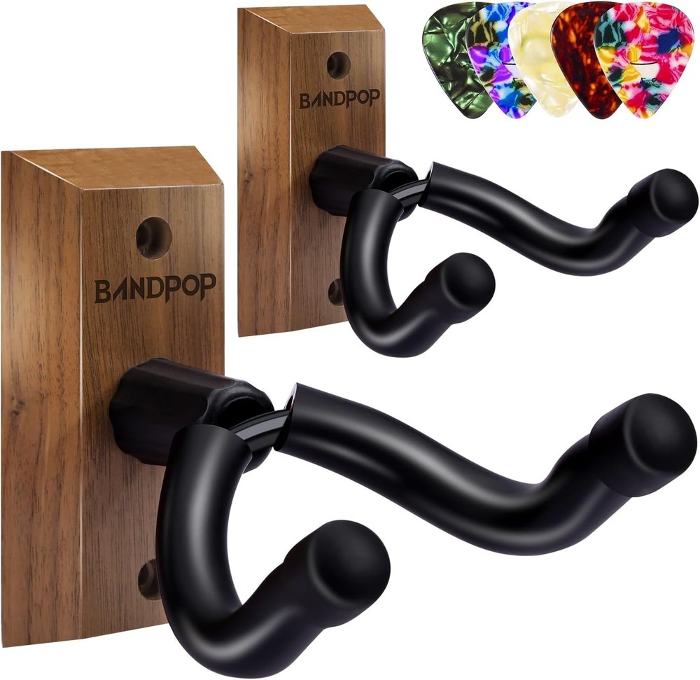 Bandpop Guitar Wall Mount 2 Pack - Black Walnut 2 Pack, 2 pack