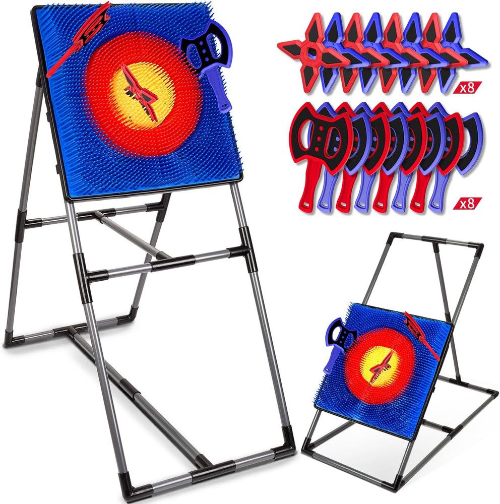 Axe Throwing Game for Backyard, Axe Throwing Target Set with 16 Throwing Axes Ou