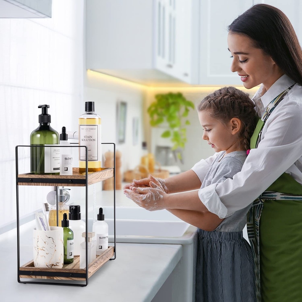 Giftacity Bathroom Counter Organizer and Storage - Kitchen 2-Tier, Brown